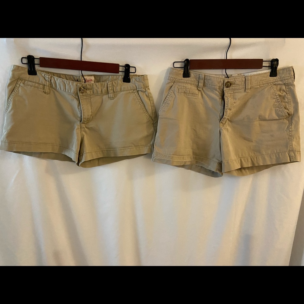 Two pairs of khaki shorts